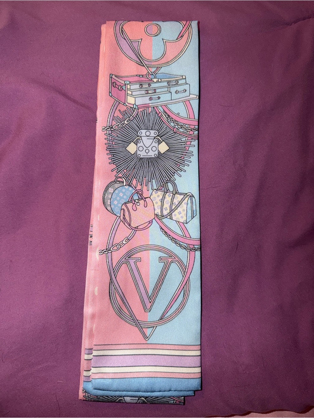 Fashion Pastel Pink & Blue Bag Twilly NWOT